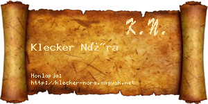 Klecker Nóra névjegykártya